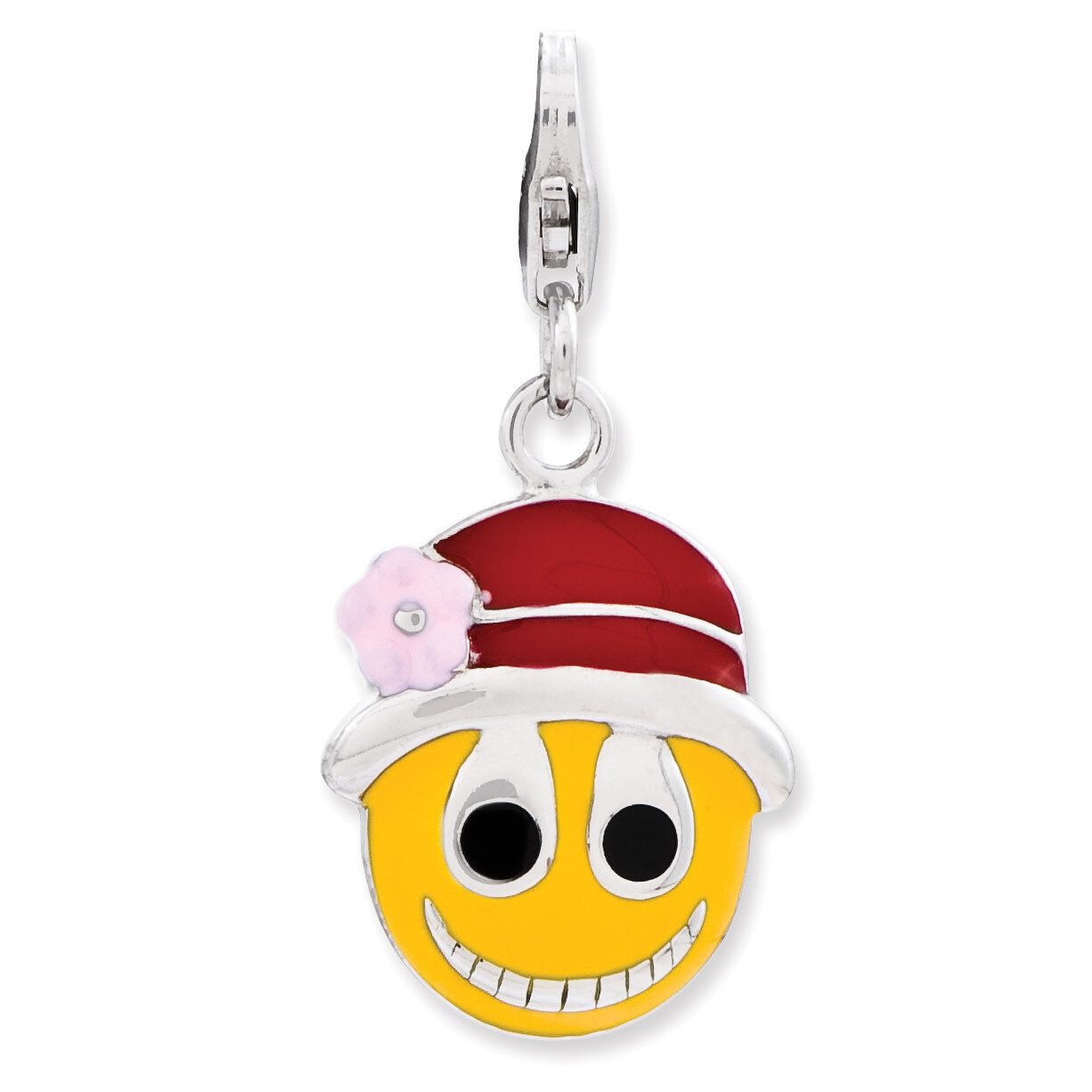 Face with Flower Hat Charm Sterling Silver Enameled QCC782 by Amore La Vita, MPN: QCC782, 886774235…