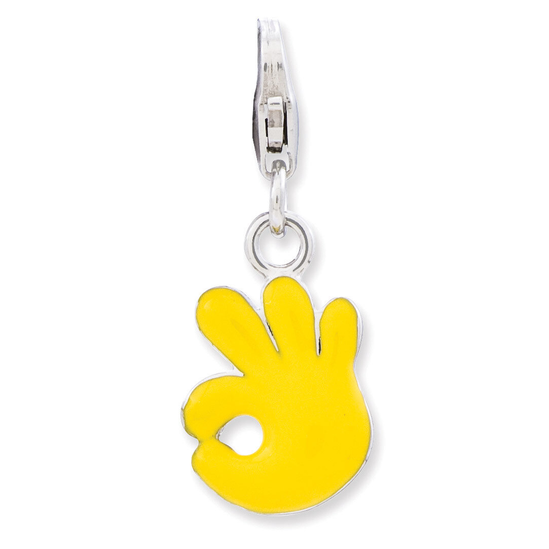 A-ok Sign Charm Sterling Silver Enameled QCC784 by Amore La Vita, MPN: QCC784, 886774235165