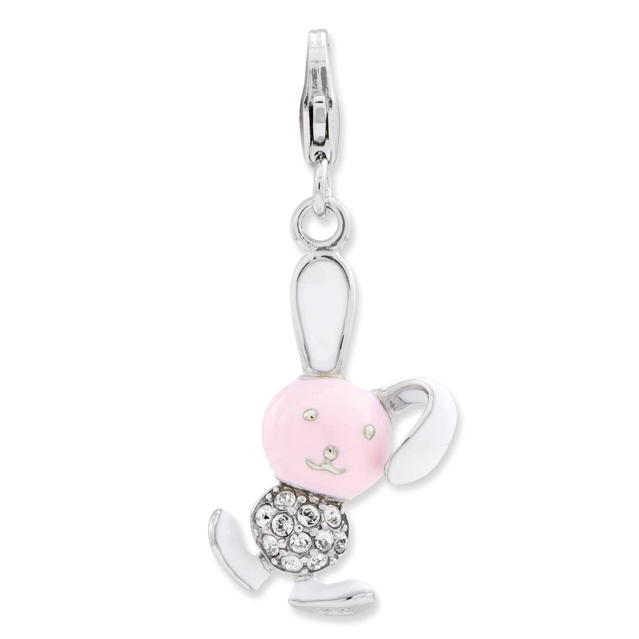 3-D Bunny Charm Sterling Silver Enameled QCC793 by Amore La Vita, MPN: QCC793, 886774235240