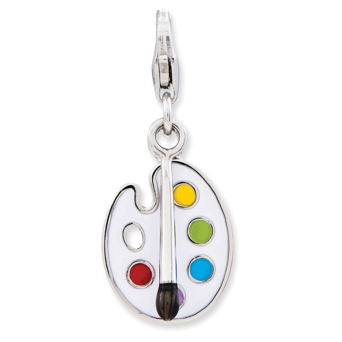 3-D Palette and Brush Charm Sterling Silver Enameled QCC796