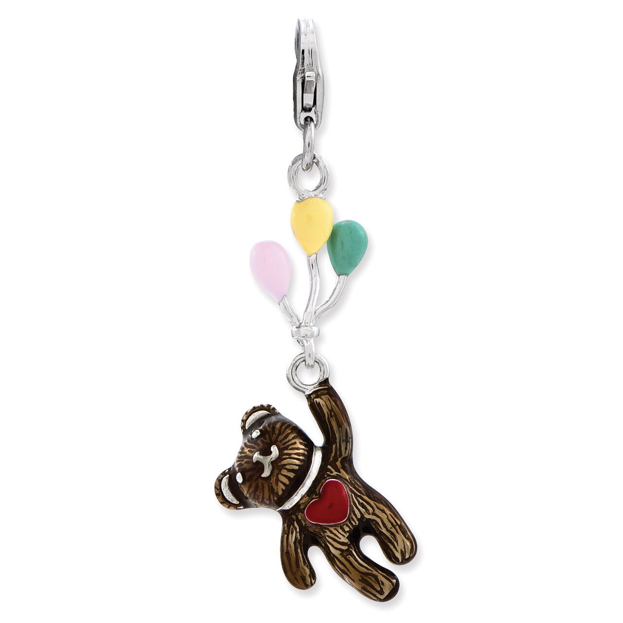 3-D Bear holding Balloons Charm Sterling Silver Enameled QCC805 by Amore La Vita, MPN: QCC805, 8867…