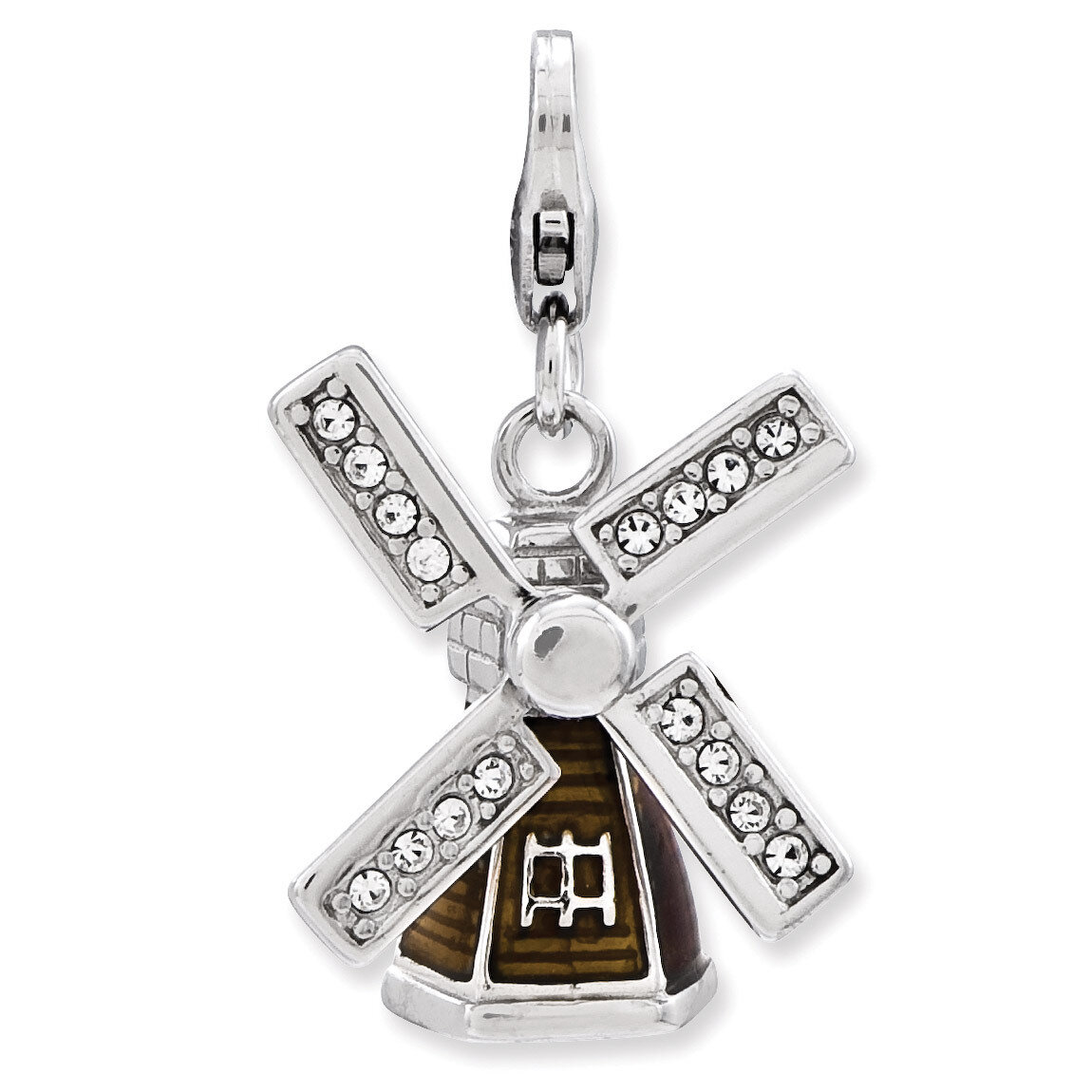 3-D Windmill Charm Sterling Silver Enameled QCC819 by Amore La Vita, MPN: QCC819, 886774235509