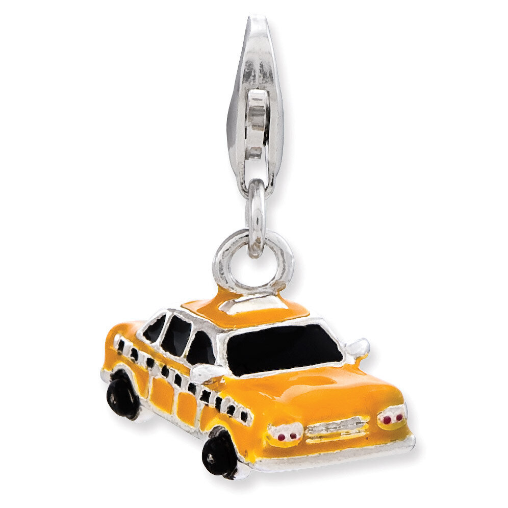 Taxi Cab Charm Sterling Silver Enameled QCC826