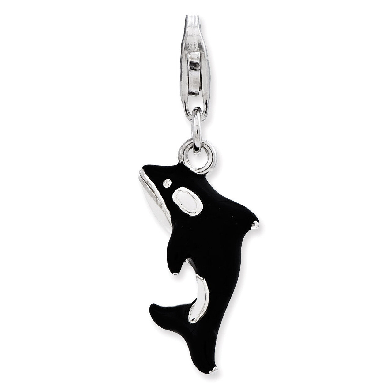 3-D Enameled Orca Whale Charm Sterling Silver QCC837