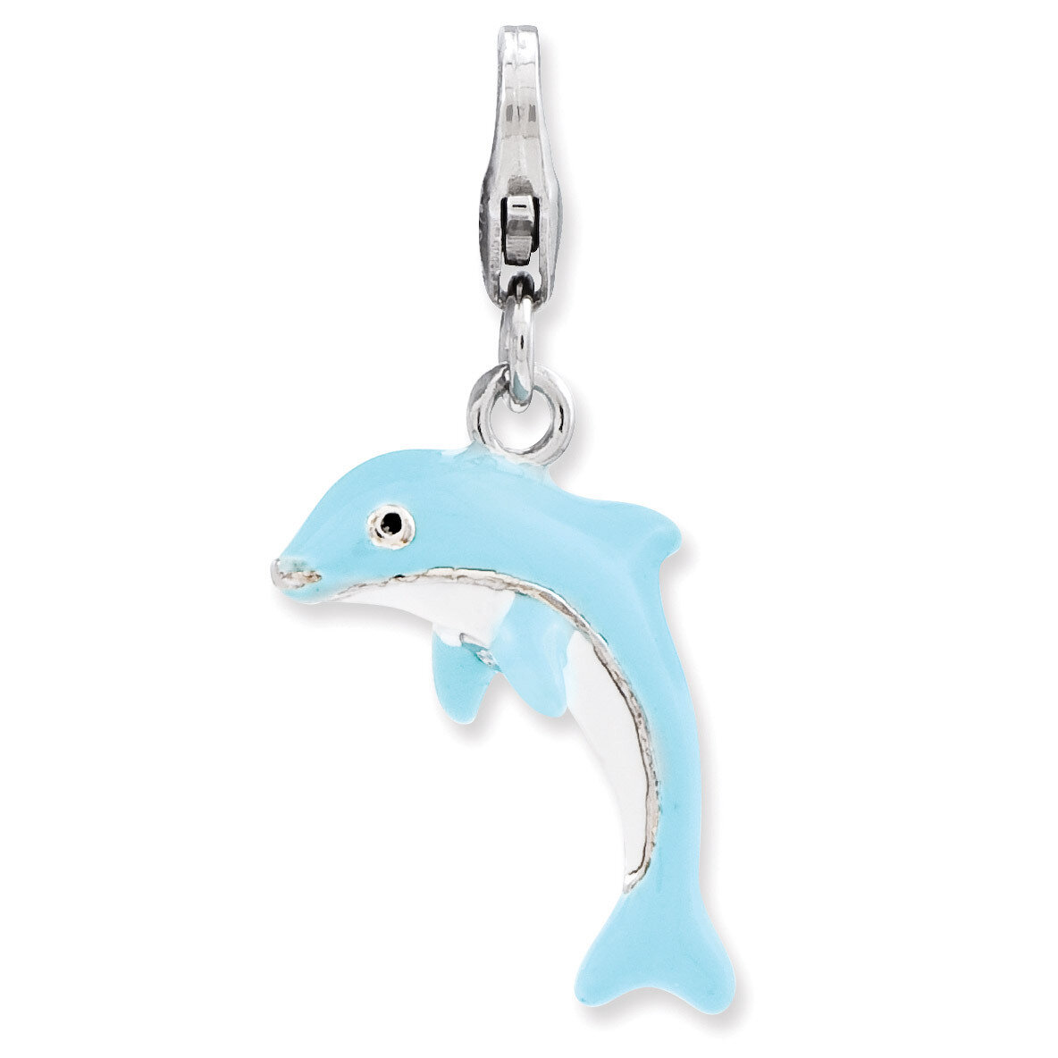 3-D Enameled Dolphin Charm Sterling Silver QCC840