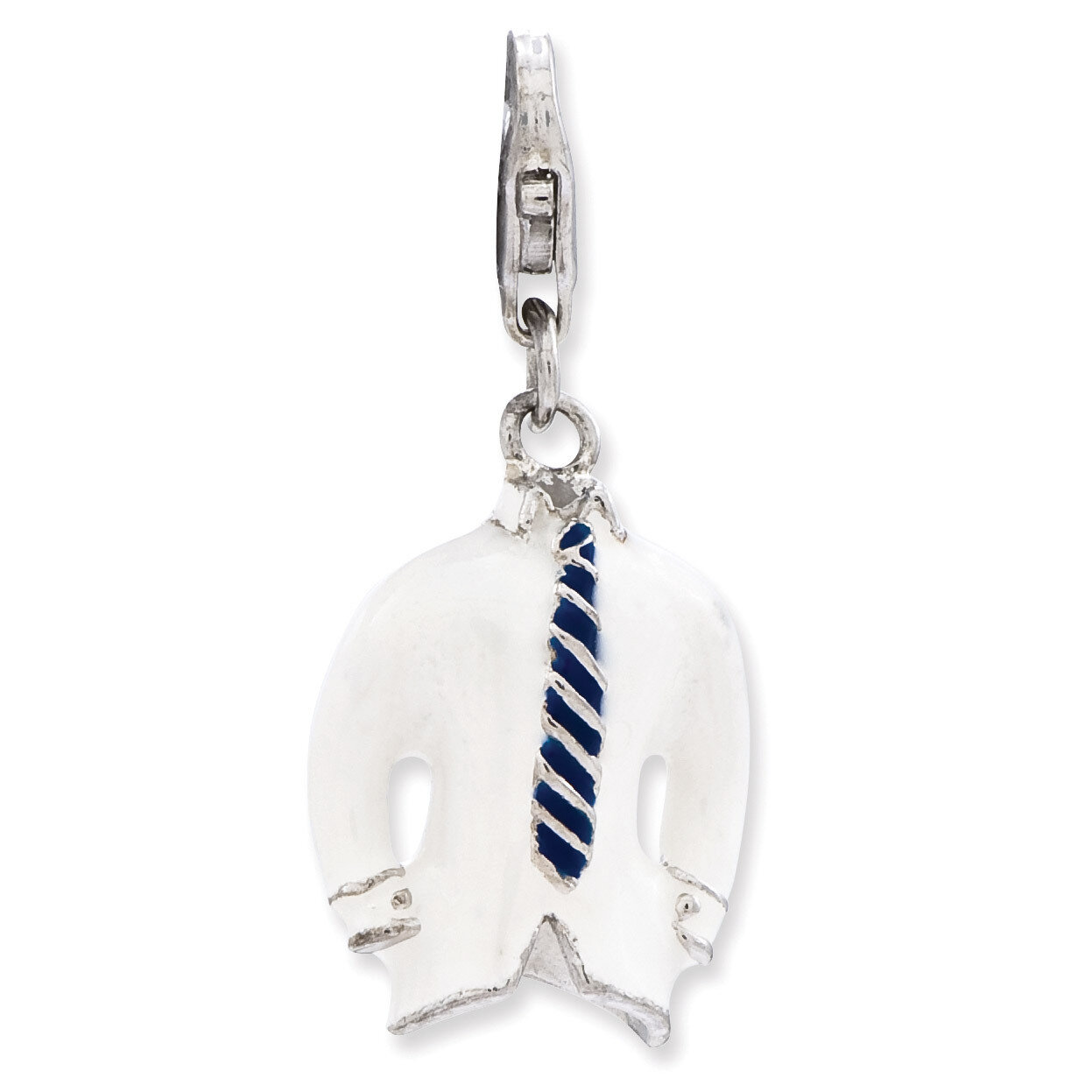 3-D Enameled Collared Shirt and Tie Charm Sterling Silver QCC842 by Amore La Vita, MPN: QCC842, 886…