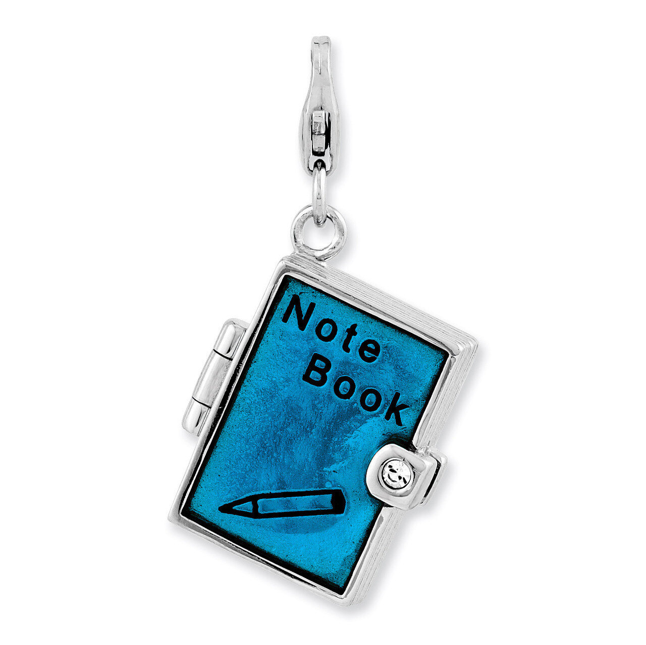 3-D Note Book Charm Sterling Silver Enameled QCC874