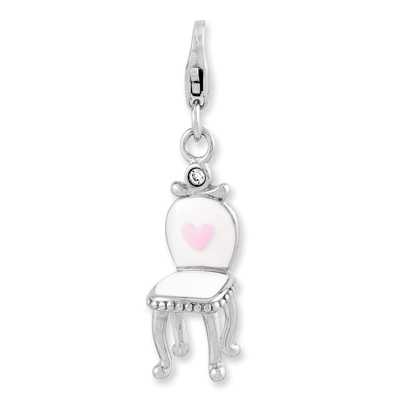 3-D Vanity Chair Charm Sterling Silver Enameled QCC877 by Amore La Vita, MPN: QCC877, 886774235882