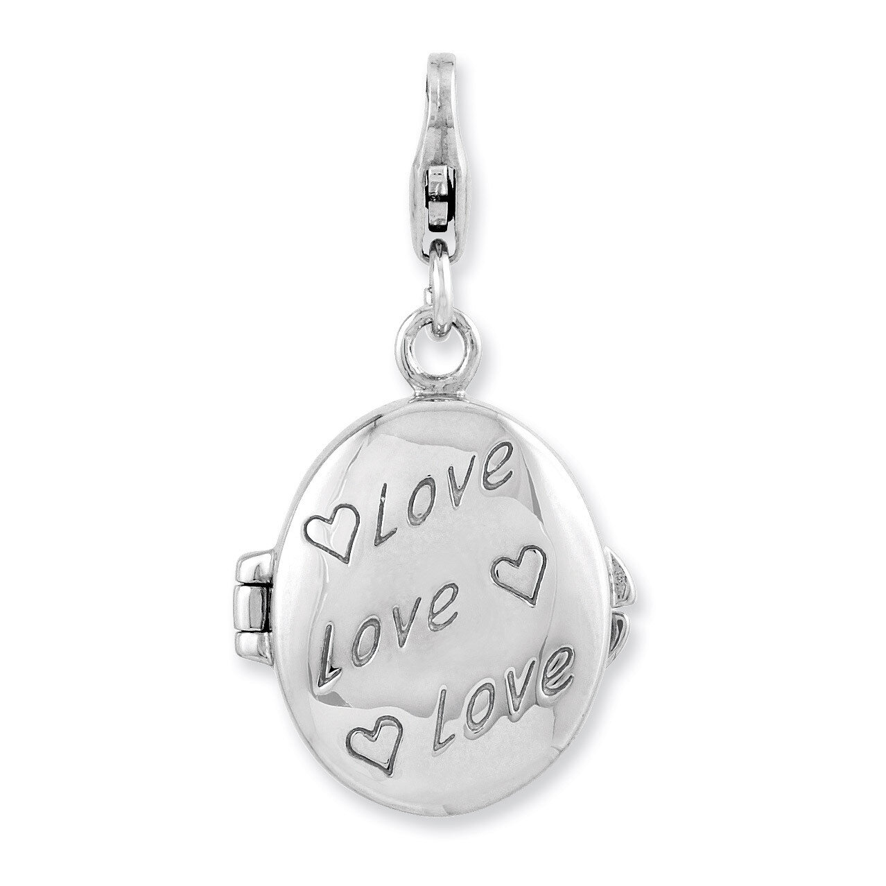 Love Heart Compact Charm Sterling Silver Enameled QCC879 by Amore La Vita, MPN: QCC879, 886774235905