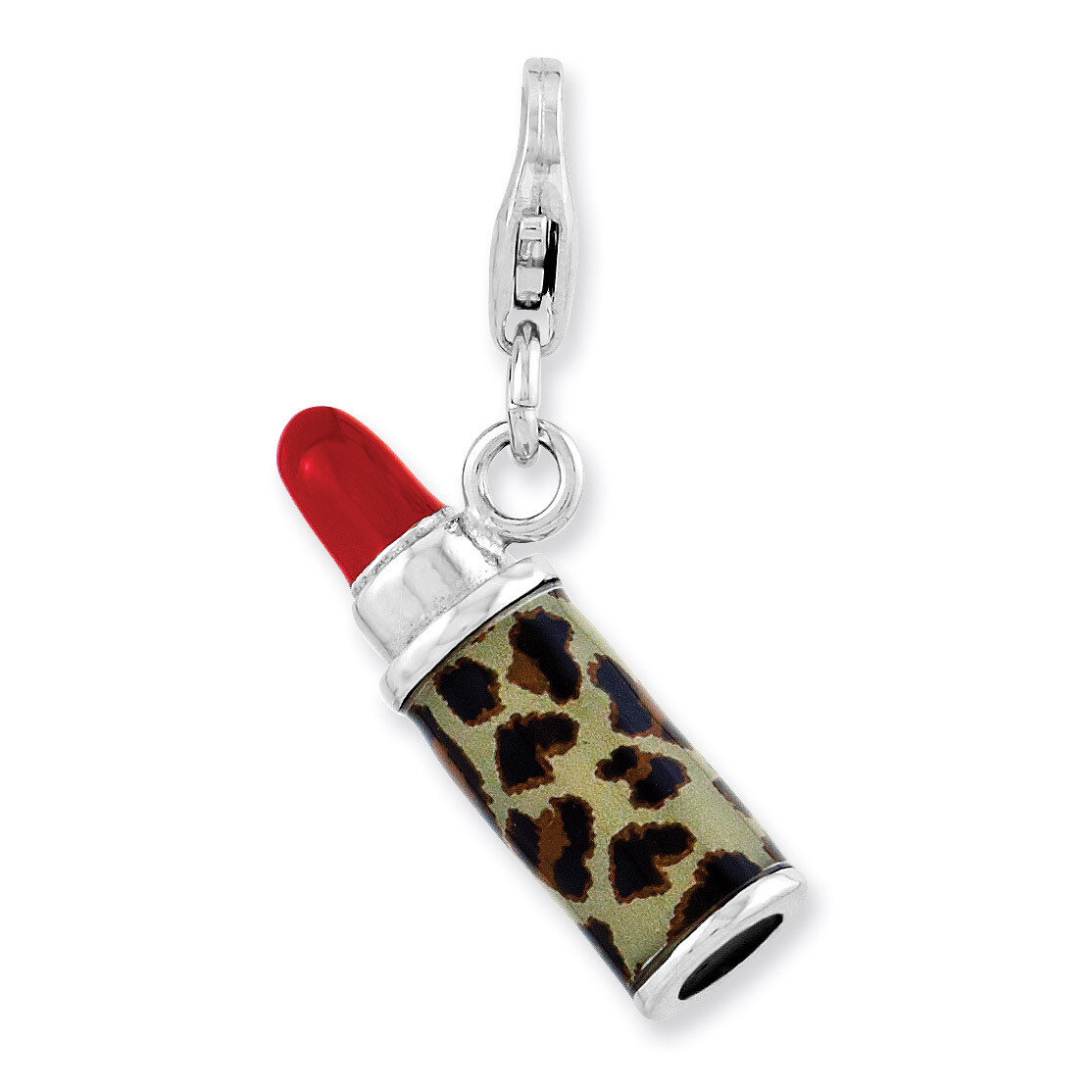 3-D Leopard Lipstick Charm Sterling Silver Enameled QCC897 by Amore La Vita, MPN: QCC897, 886774236…