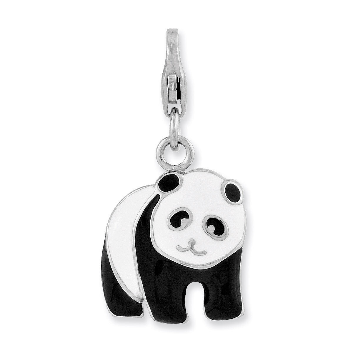 Panda Bear Charm Sterling Silver Enameled QCC910