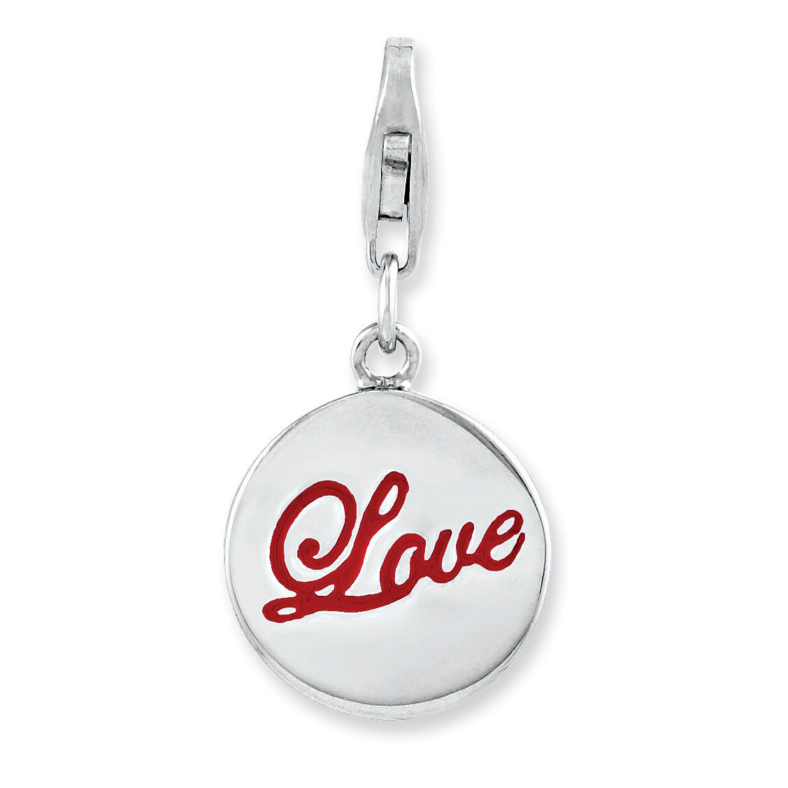 Enameled Love Charm Sterling Silver Rhodium Plated QCC919