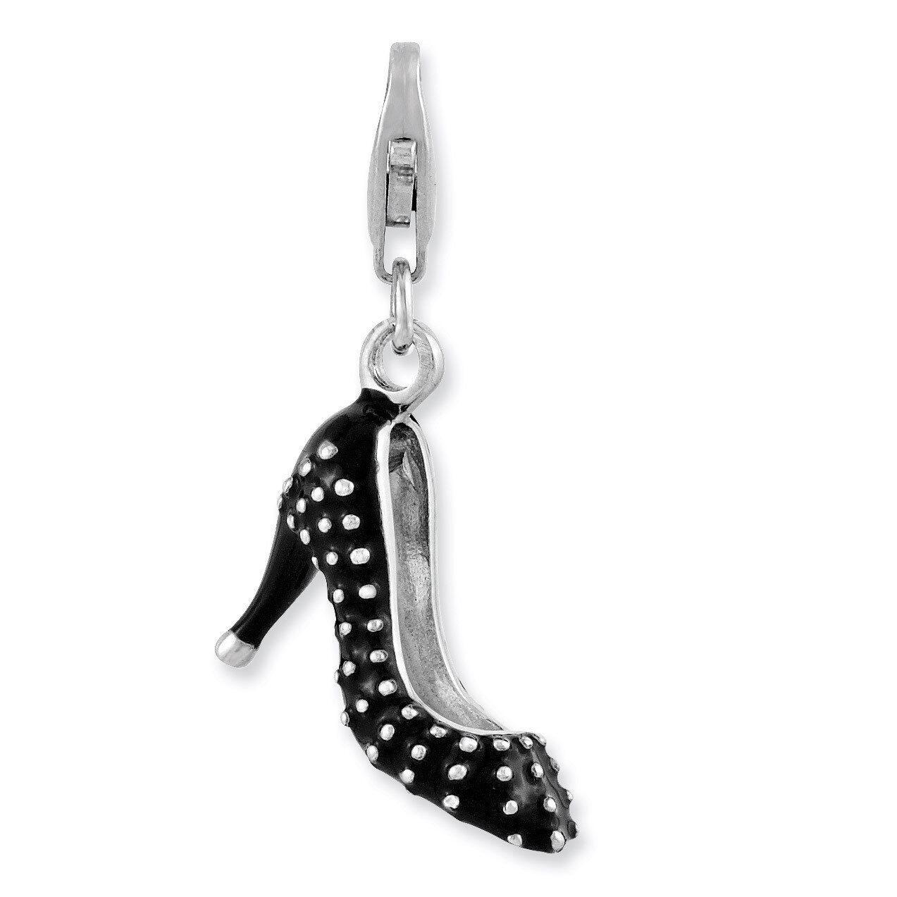 3-D Enameled High Heel Charm Sterling Silver Rhodium Plated QCC926 by Amore La Vita, MPN: QCC926, 8…