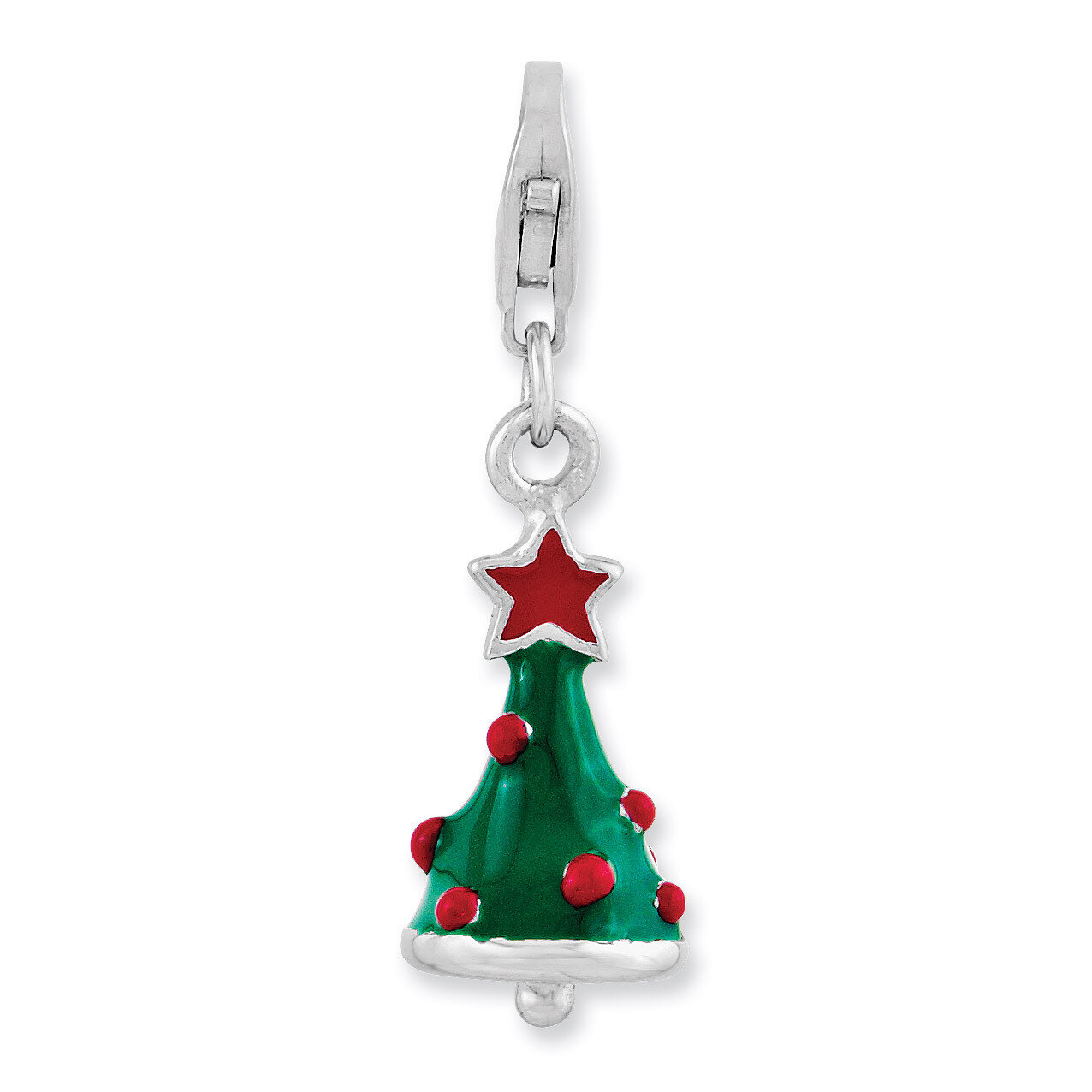 3-D Enameled Christmas Tree Charm Sterling Silver Rhodium Plated QCC945 by Amore La Vita, MPN: QCC9…