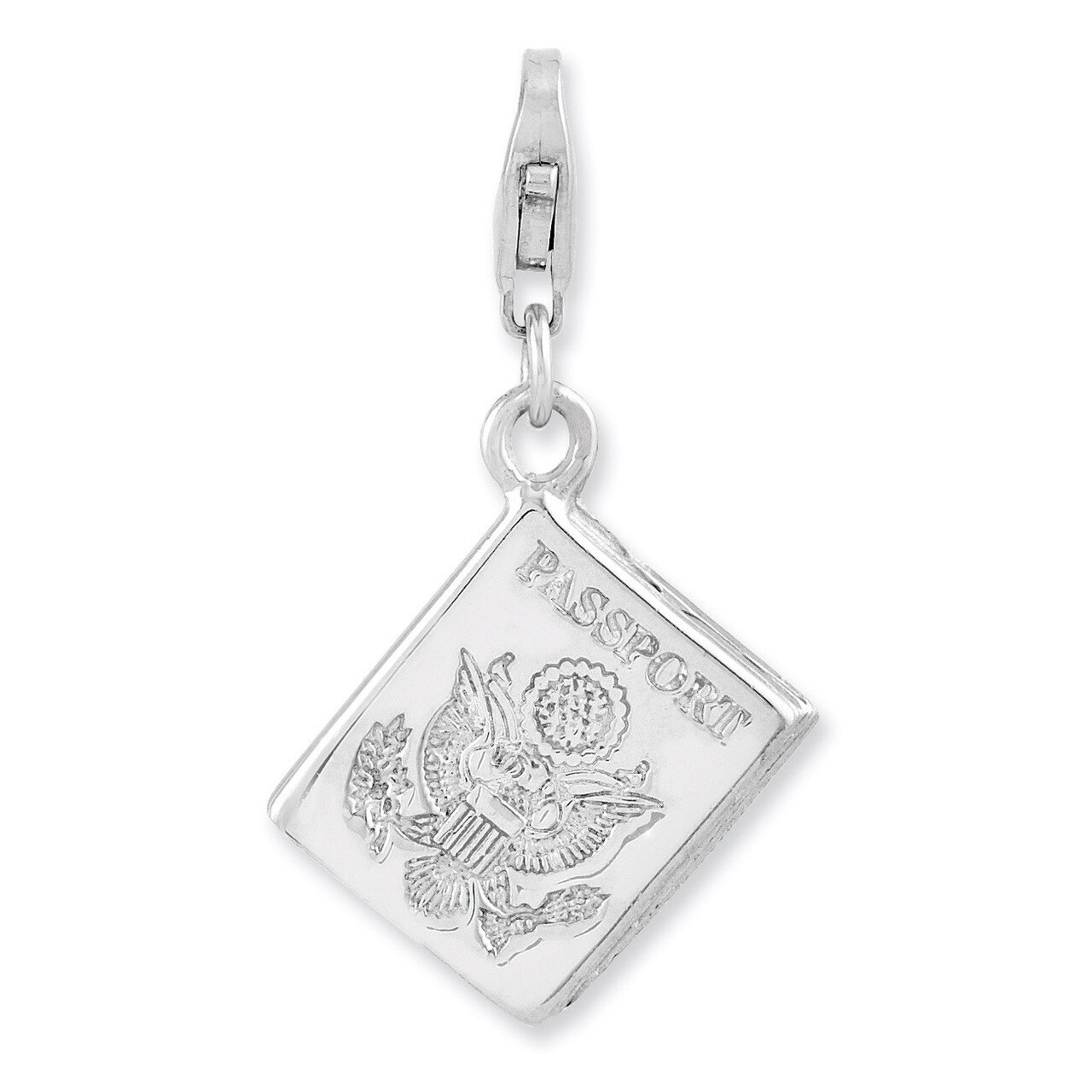 3-D Passport Charm Sterling Silver Rhodium Plated QCC959 by Amore La Vita, MPN: QCC959, 886774236650