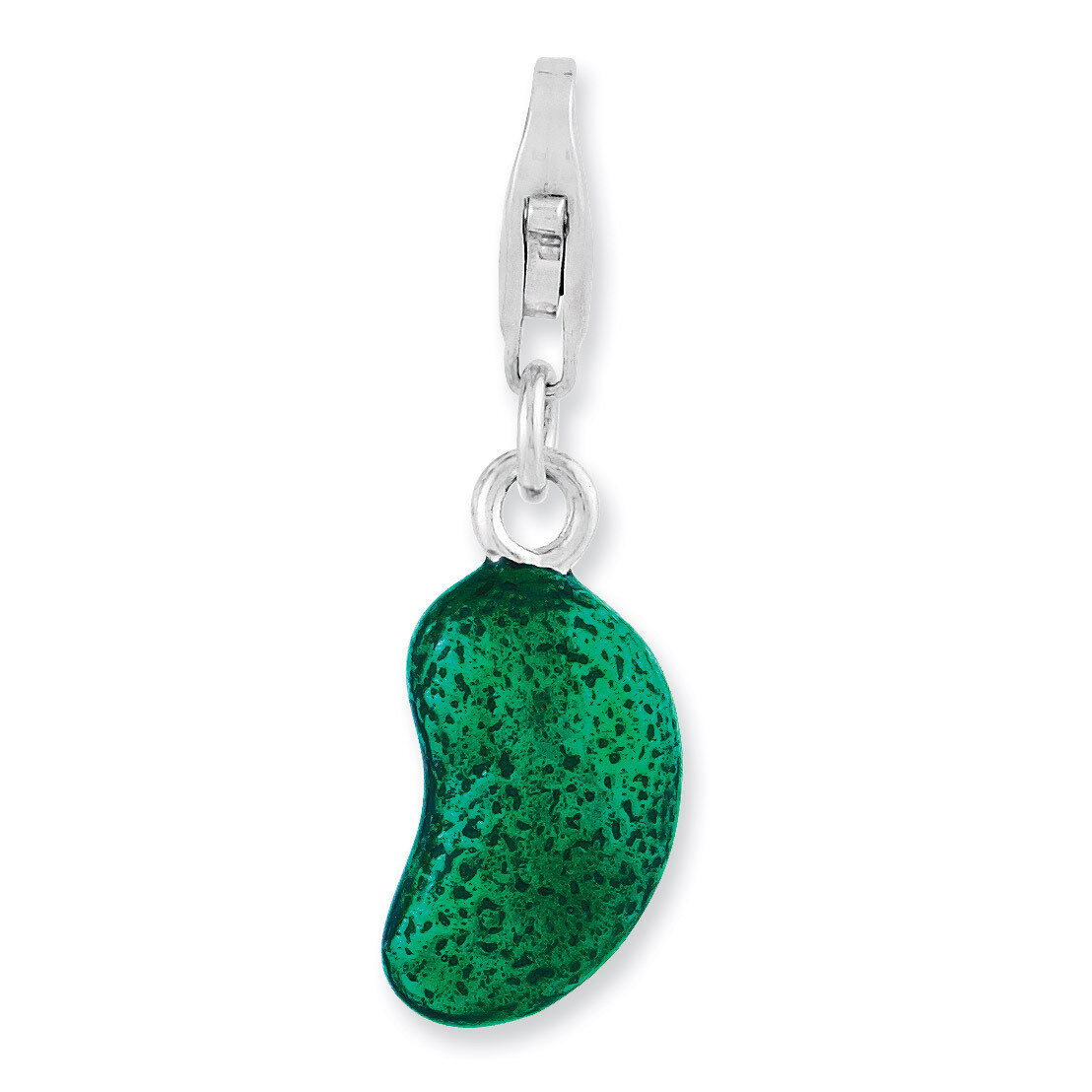 3-D Enameled Green Bean Charm Sterling Silver Rhodium Plated QCC970 by Amore La Vita, MPN: QCC970, …