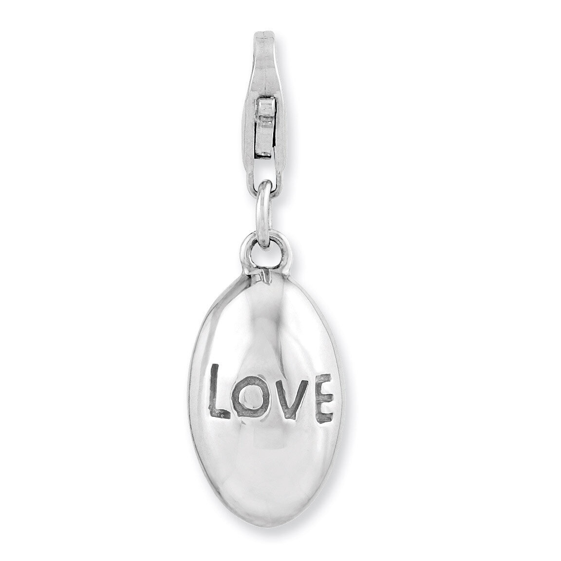 3-D Love Charm Sterling Silver Rhodium Plated QCC992