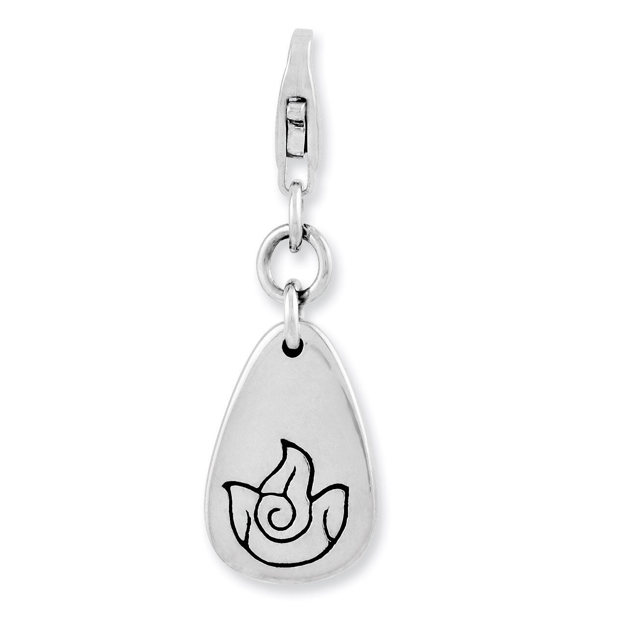 Fire Symbol Charm Sterling Silver Rhodium Plated QCC993