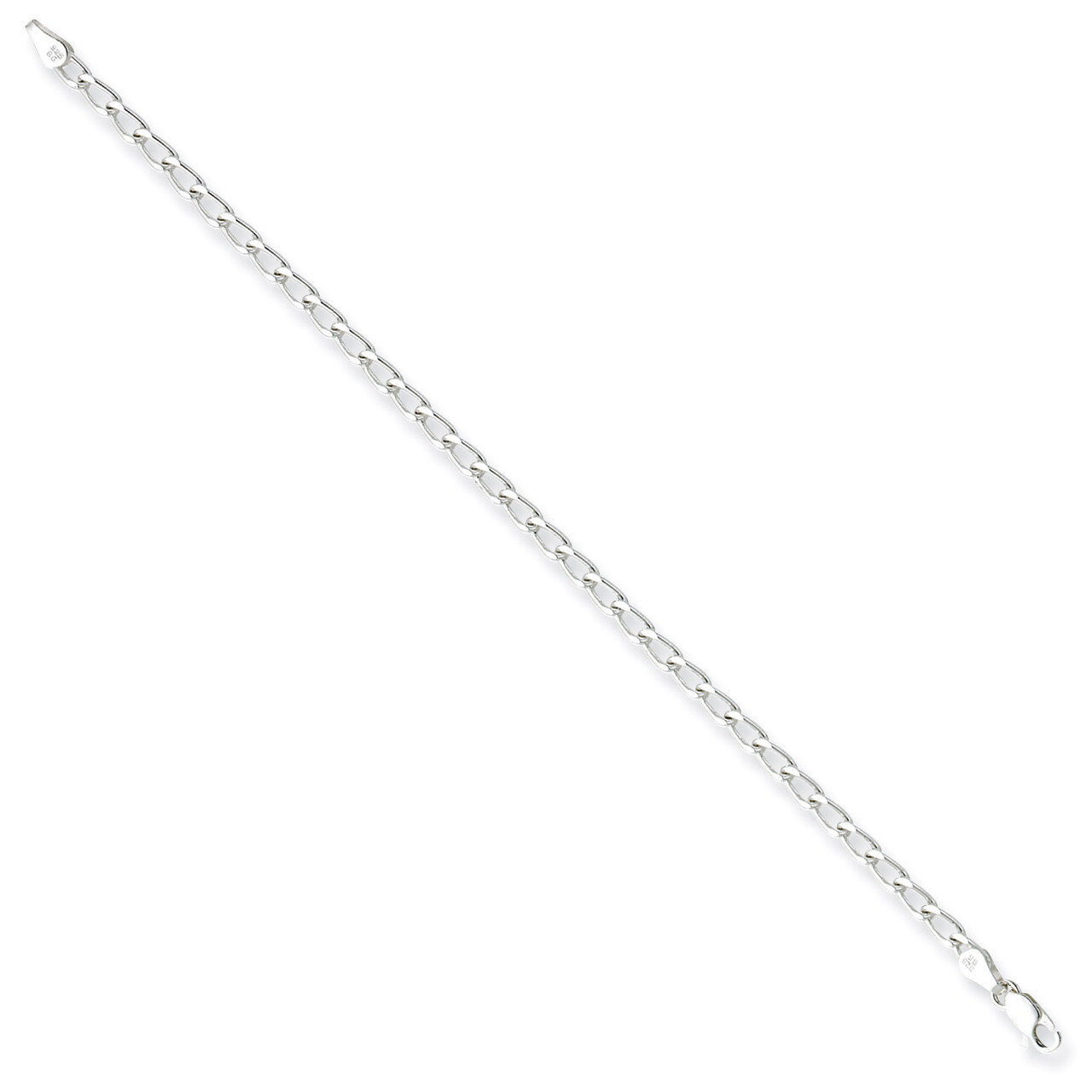 7 Inch 3.2mm Open Link Chain Sterling Silver Rhodium Plated QLL100R-7