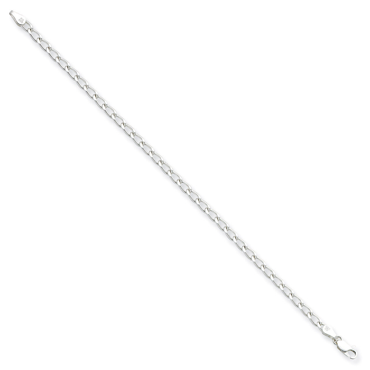 7 Inch 4.3mm Open Link Chain Sterling Silver Rhodium Plated QLL120R-7 by Amore La Vita, MPN: QLL120…
