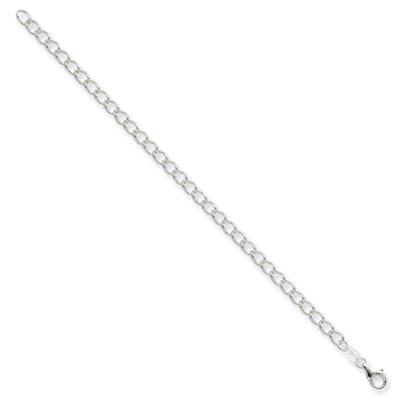 7 Inch 4.5mm Half round Wire Curb Chain Sterling Silver QPE58-7