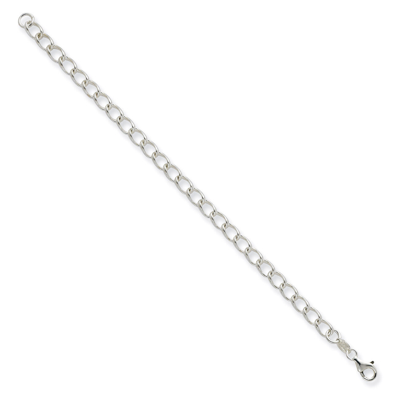8 Inch 5.3mm Half round Wire Curb Chain Sterling Silver QPE59-8