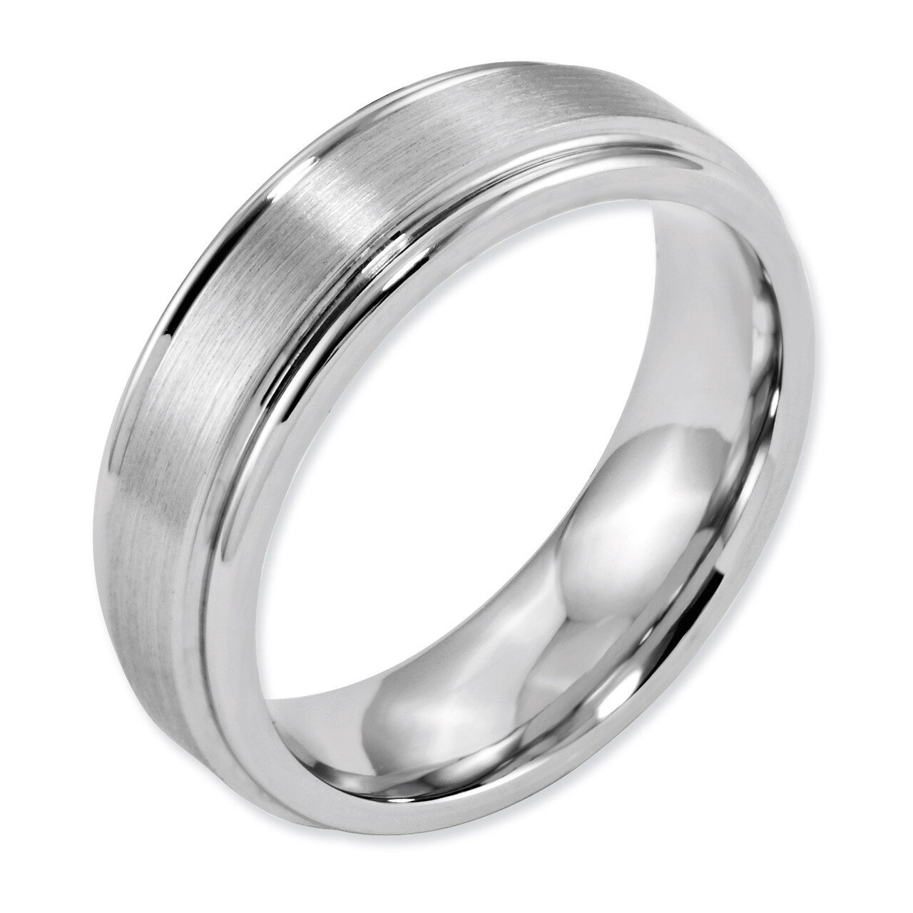 Satin and Polished Ridged Edge 7mm Band - Cobalt CC35 by Chisel, MPN: CC35, 886774028231