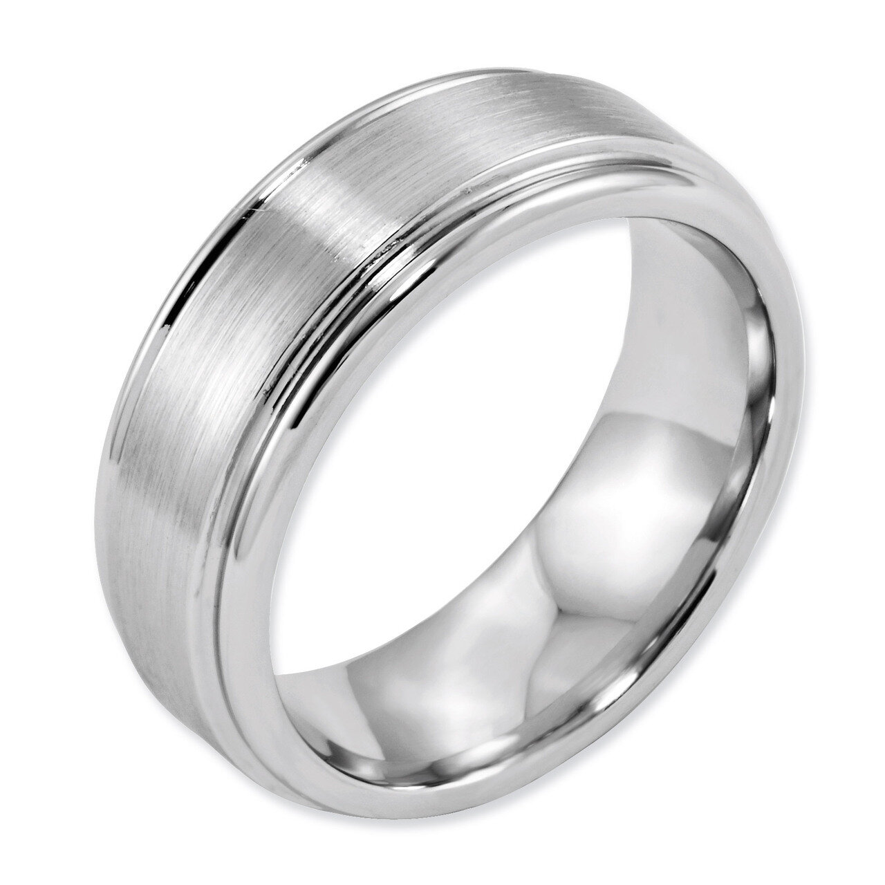 Satin and Polished Ridged Edge 8mm Band - Cobalt CC36 by Chisel, MPN: CC36, 886774028361