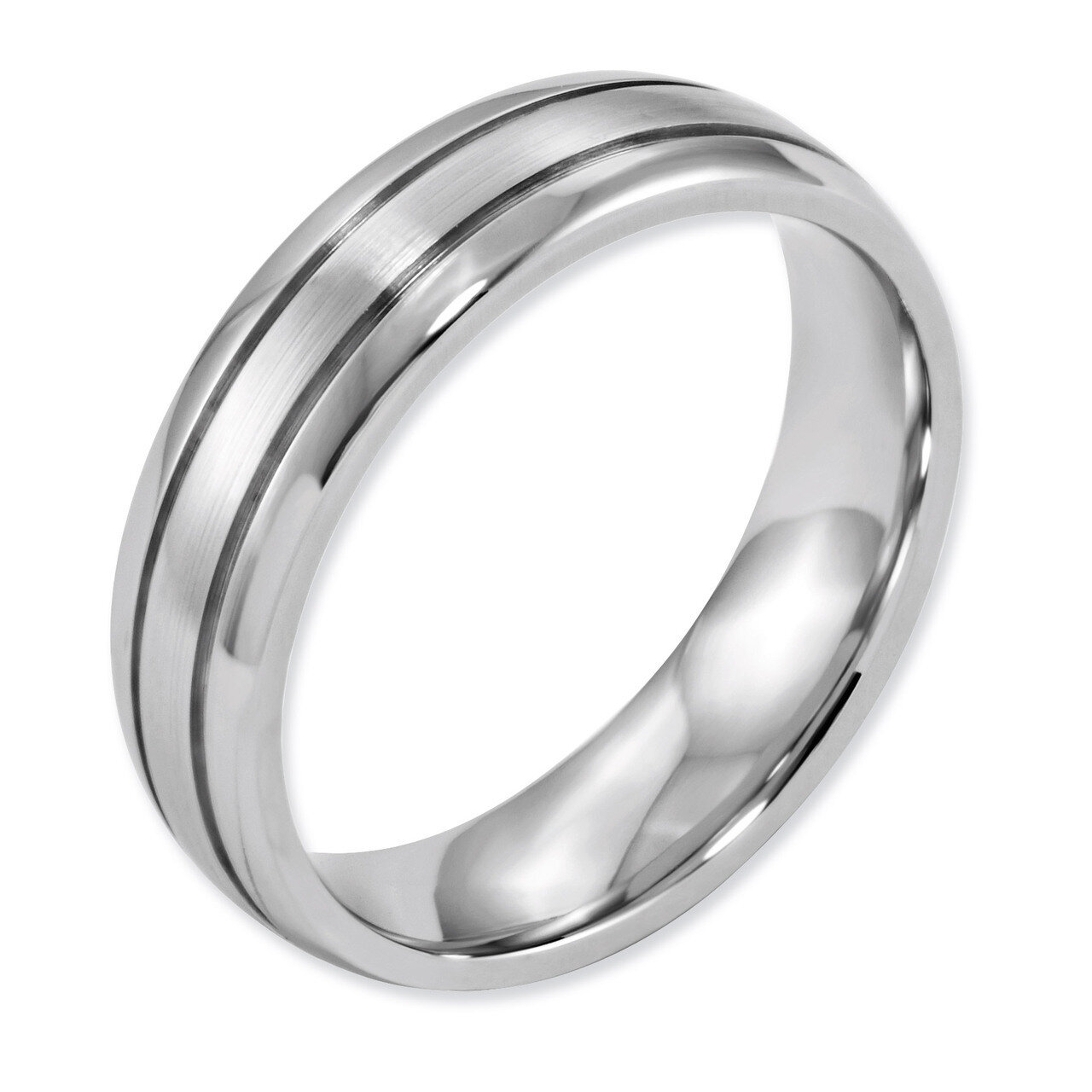Polished and Satin Grooved 6mm Band - Cobalt CC37 by Chisel, MPN: CC37, 886774028477
