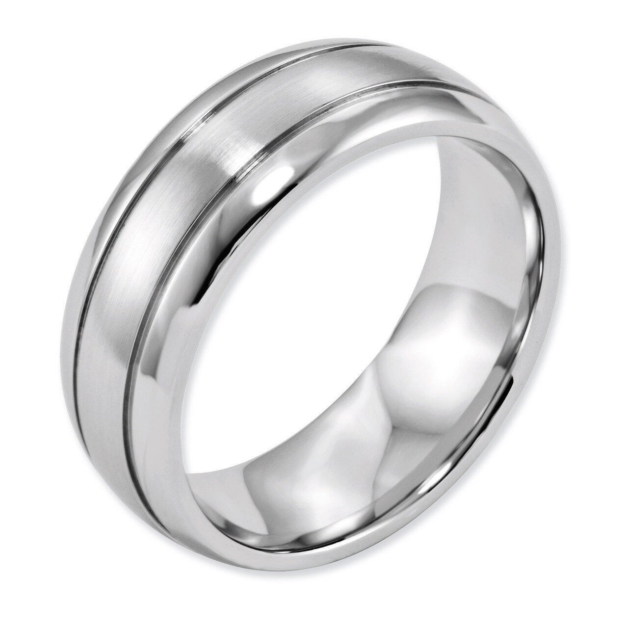 Polished and Satin Grooved 8mm Band - Cobalt CC38 by Chisel, MPN: CC38, 886774028583