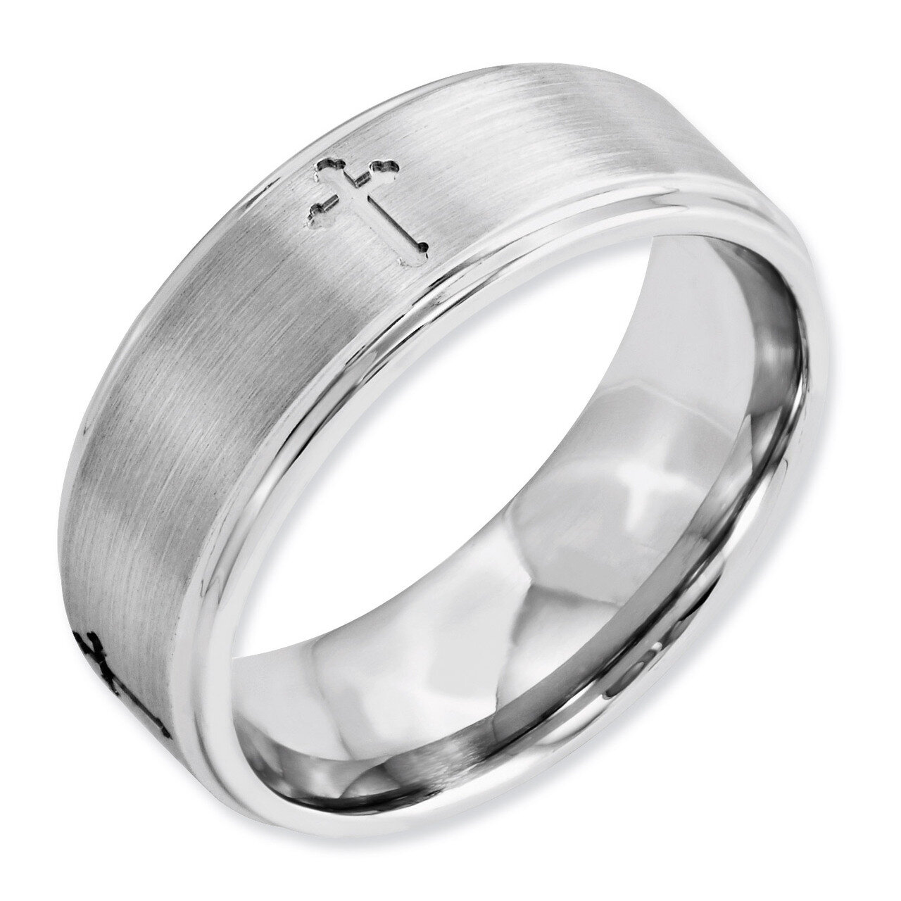 Satin and Polished Ridged Edge 8mm Band - Cobalt CC42 by Chisel, MPN: CC42, 886774029078