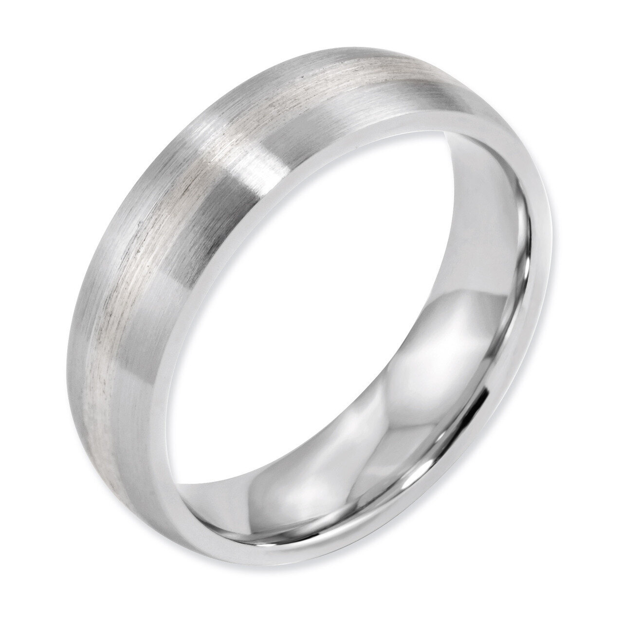 Sterling Silver Inlay Satin 6mm Band - Cobalt CC43