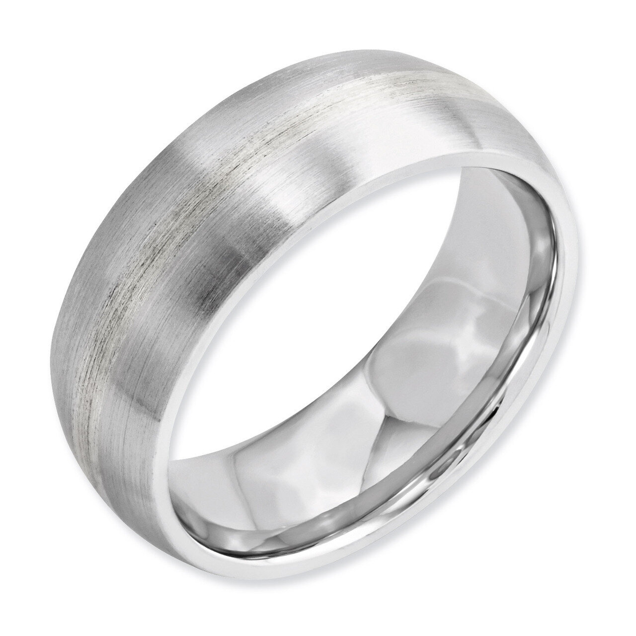 Sterling Silver Inlay Satin 8mm Band - Cobalt CC47