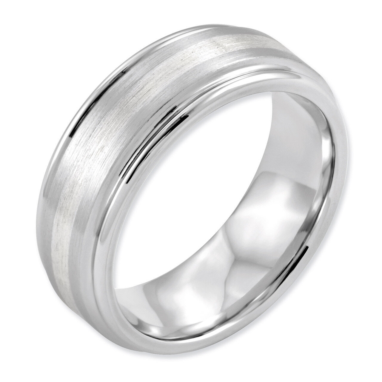 Sterling Silver Inlay Satin and Polished 8mm Band - Cobalt CC50 by Chisel, MPN: CC50, 886774030111
