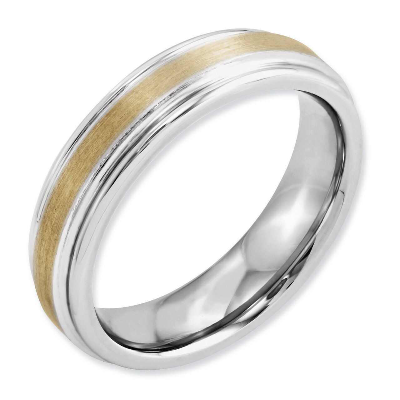 14k Gold Inlay Satin and Polished 6mm Band - Cobalt CC54 by Chisel, MPN: CC54, 886774030623