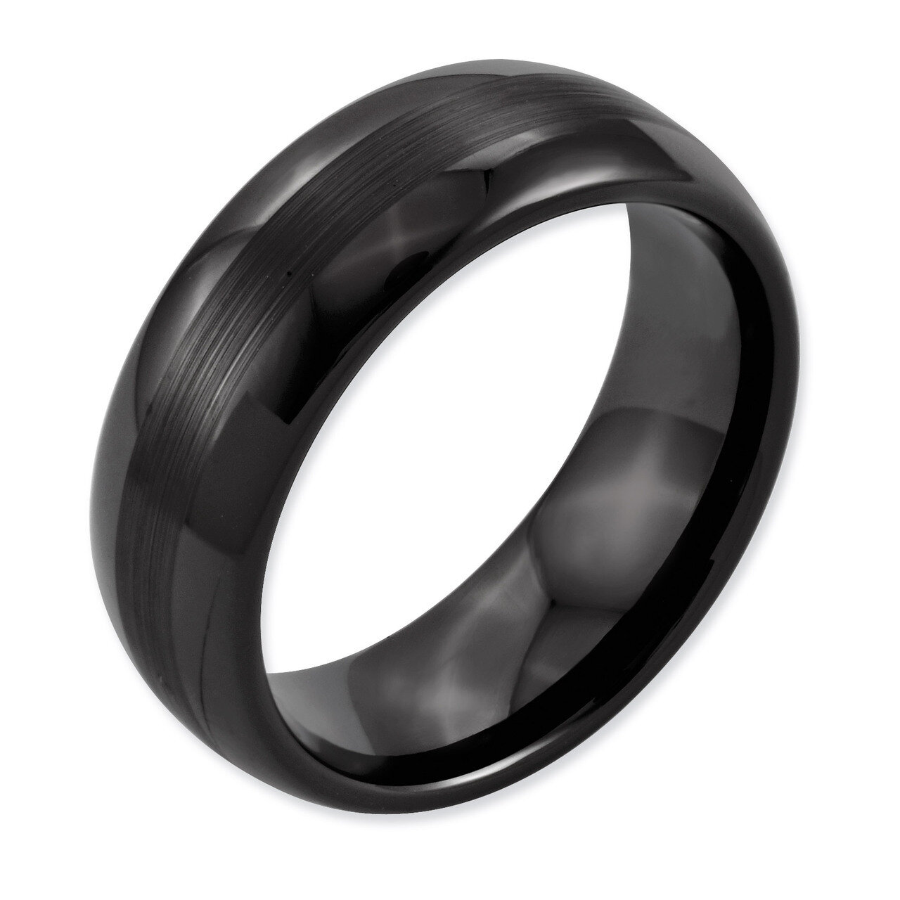 Black 8mm Brushed and Polished Band - Ceramic CER12 by Chisel, MPN: CER12, 883957221298