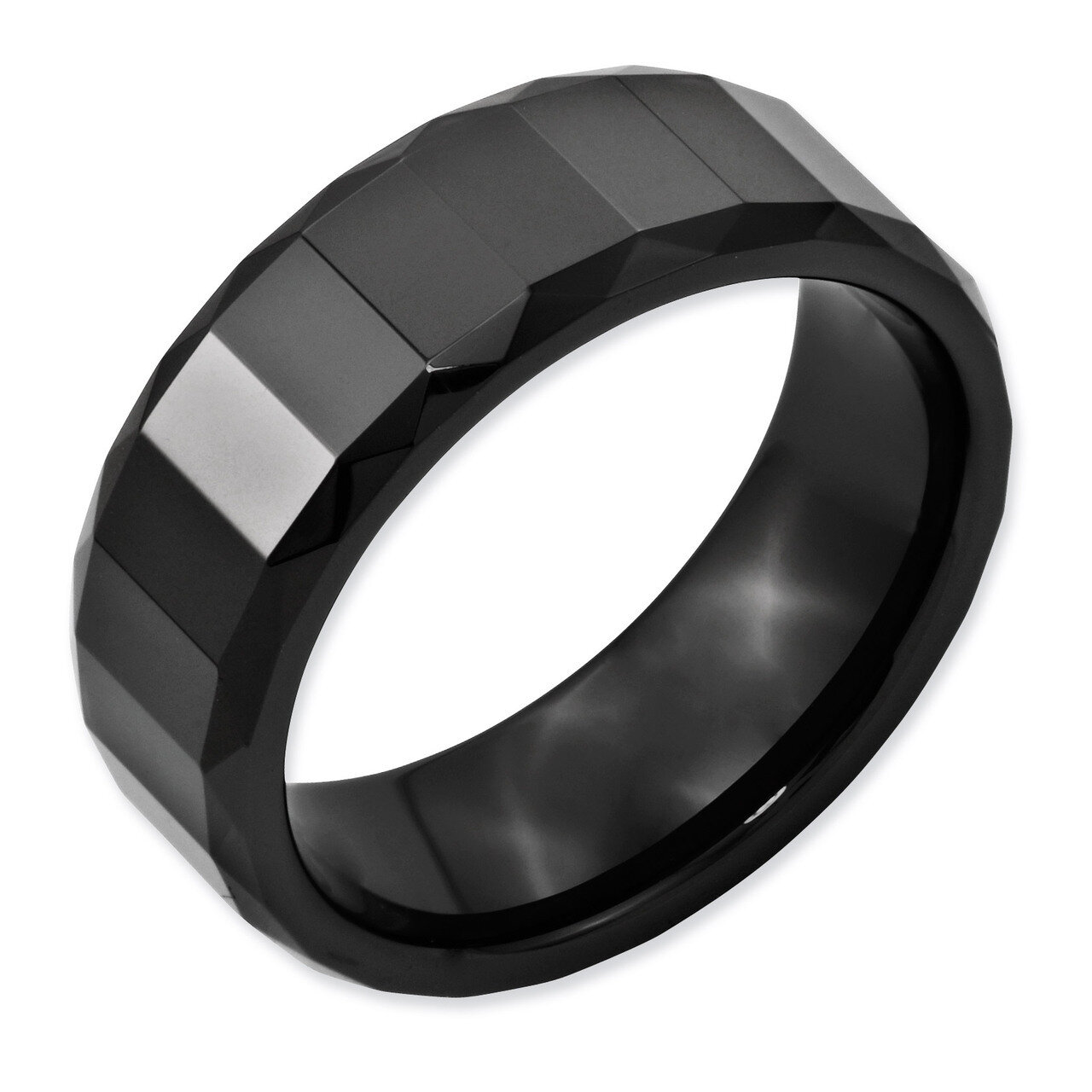 Black Faceted 8mm Polished Beveled Edge Band - Ceramic CER14 by Chisel, MPN: CER14, 883957221595