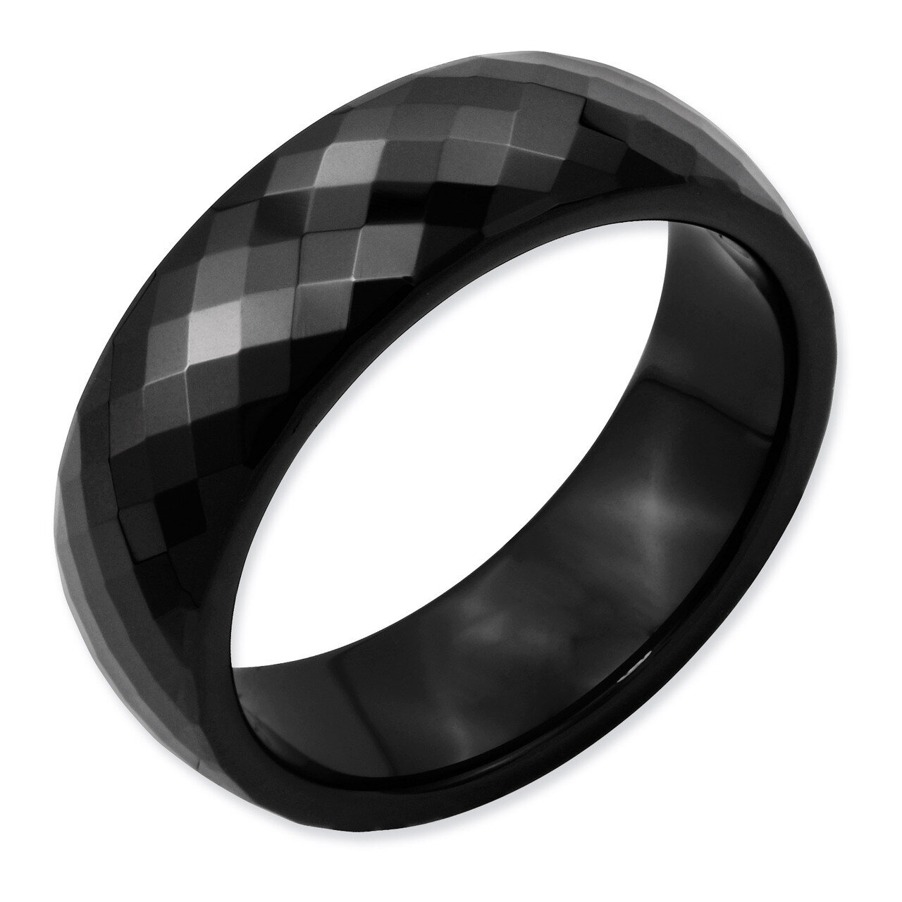 Black Faceted 7.5mm Polished Band - Ceramic CER4 by Chisel, MPN: CER4, 883957224381