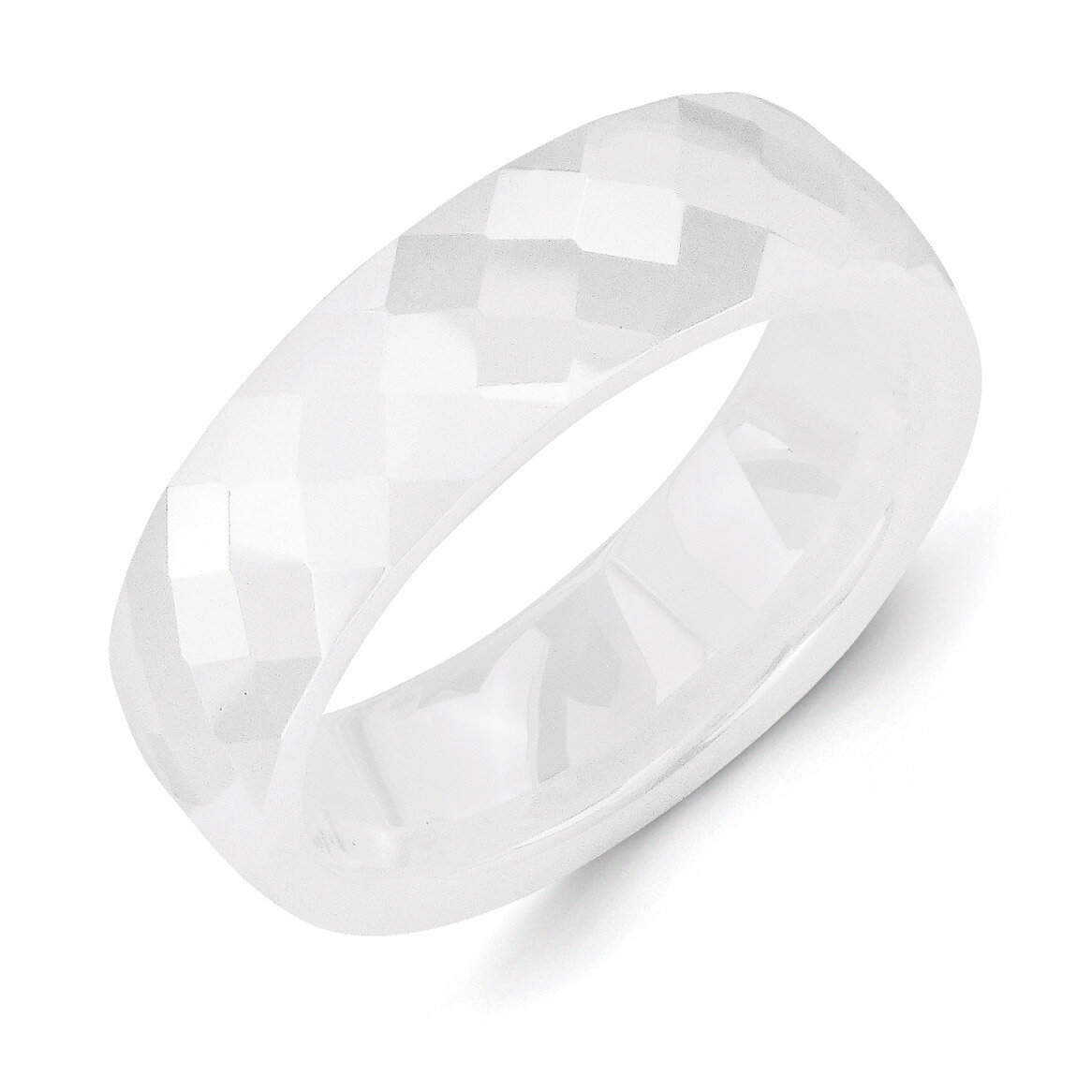 White 6mm Faceted Polished Band - Ceramic CER48