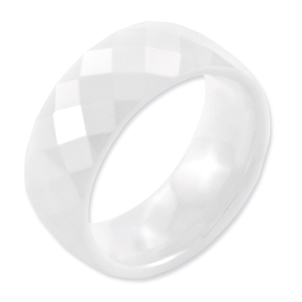 White Faceted 8mm Polished Band - Ceramic CER6