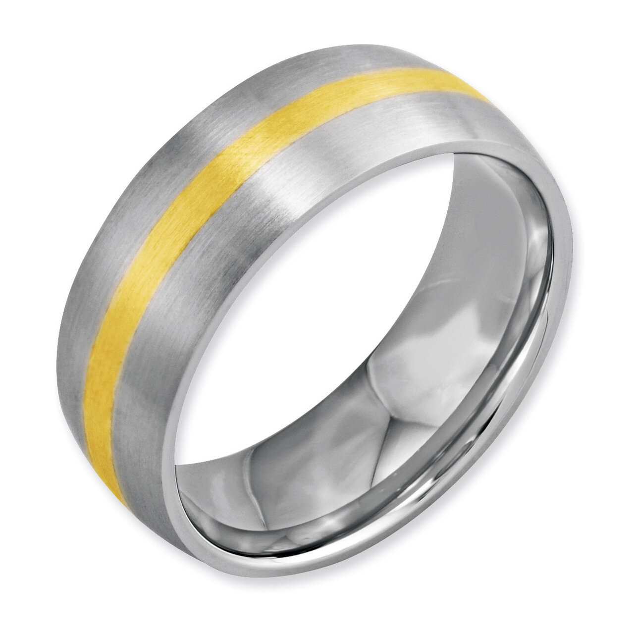 14k Gold Yellow Inlay 8mm Brushed Band - Stainless Steel SR1 by Chisel, MPN: SR1, 883957735320