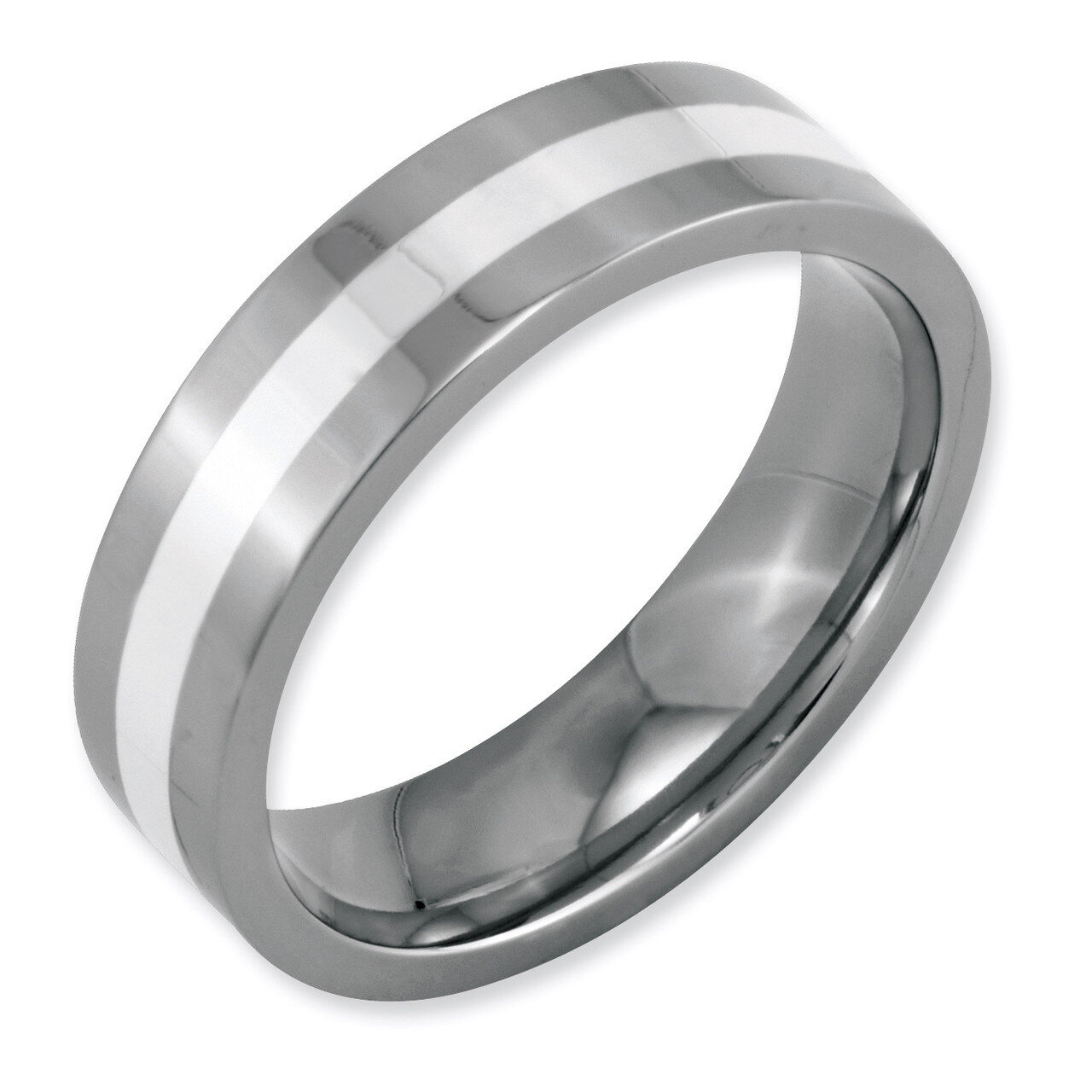 Sterling Silver Inlay Flat 6mm Polished Band - Stainless Steel SR119 by Chisel, MPN: SR119, 8867744…