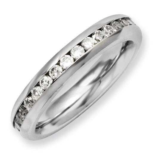 4mm April Clear Synthetic Diamond Ring - Stainless Steel SR127 by Chisel, MPN: SR127, 886774191324