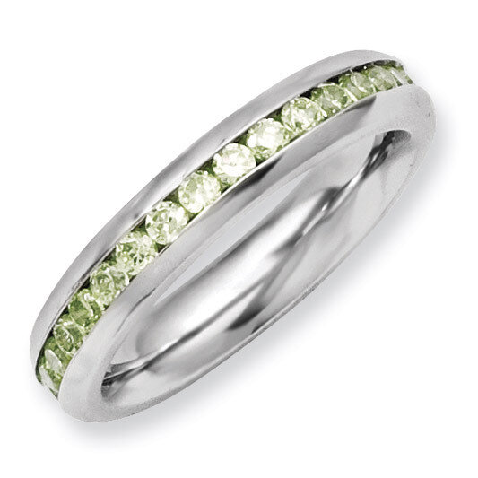 4mm August Light Green Synthetic Diamond Ring - Stainless Steel SR128 by Chisel, MPN: SR128, 886774…