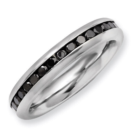4mm Black Synthetic Diamond Ring - Stainless Steel SR129 by Chisel, MPN: SR129, 886774191416
