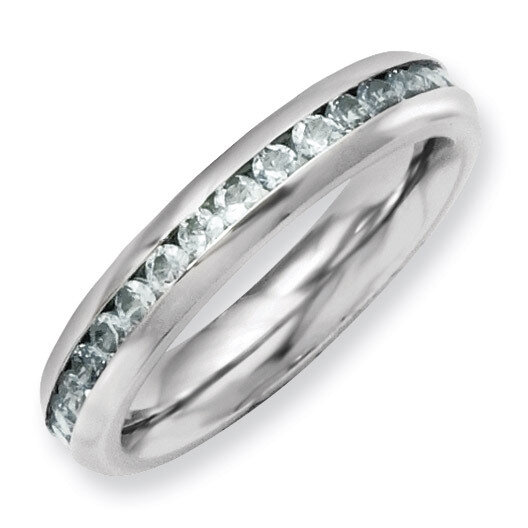 4mm March Light Blue Synthetic Diamond Ring - Stainless Steel SR135 by Chisel, MPN: SR135, 88677419…