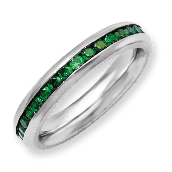 4mm May Green Synthetic Diamond Ring - Stainless Steel SR136 by Chisel, MPN: SR136, 886774191676
