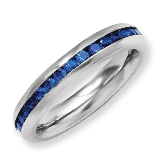 4mm September Blue Synthetic Diamond Ring - Stainless Steel SR139 by Chisel, MPN: SR139, 8867741917…