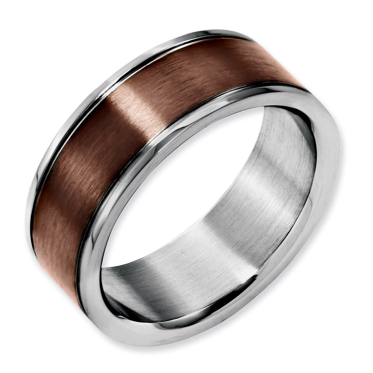 8mm Chocolate IP-plated Brushed &amp; Polished Band - Stainless Steel SR157