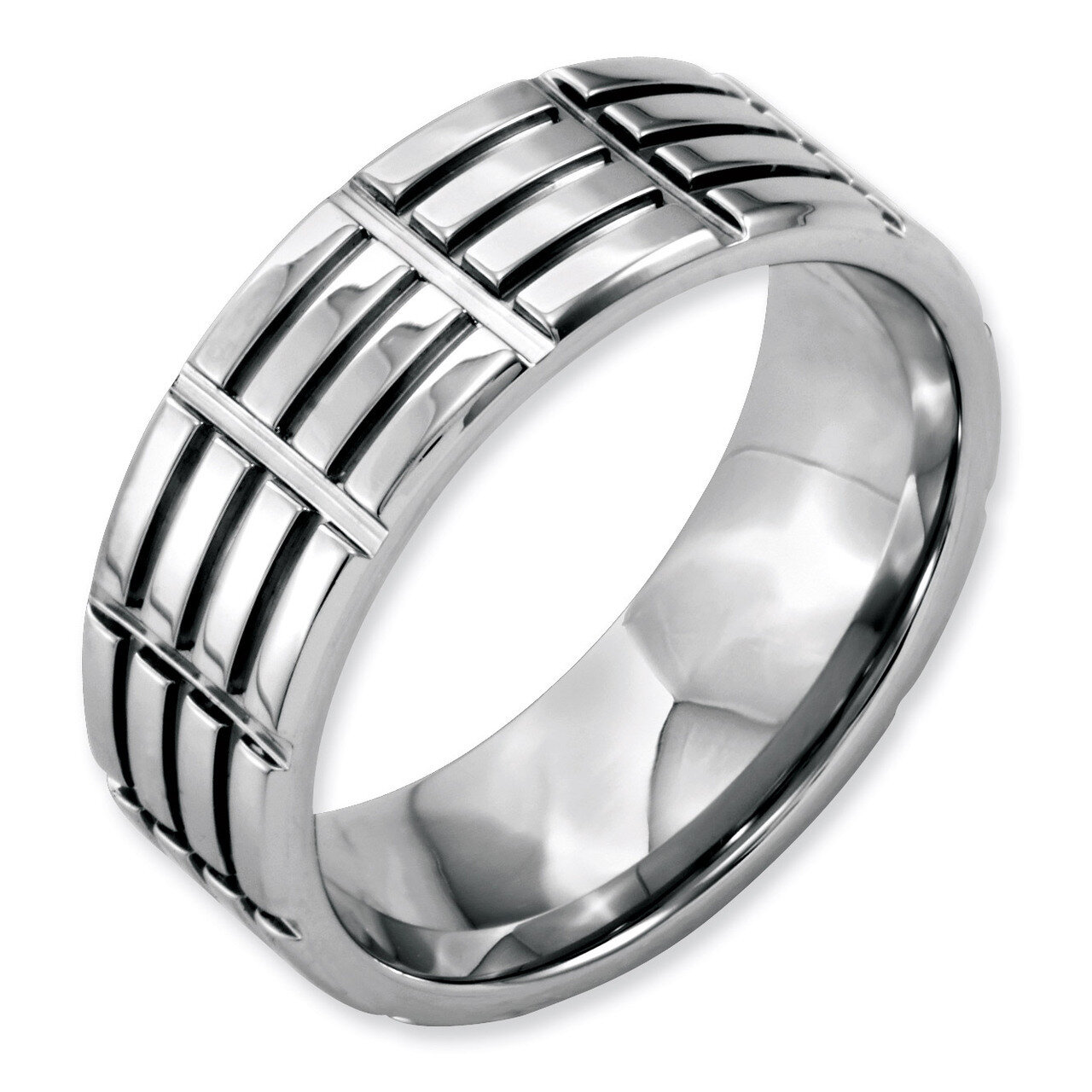8mm Grooved Polished Band - Stainless Steel SR161